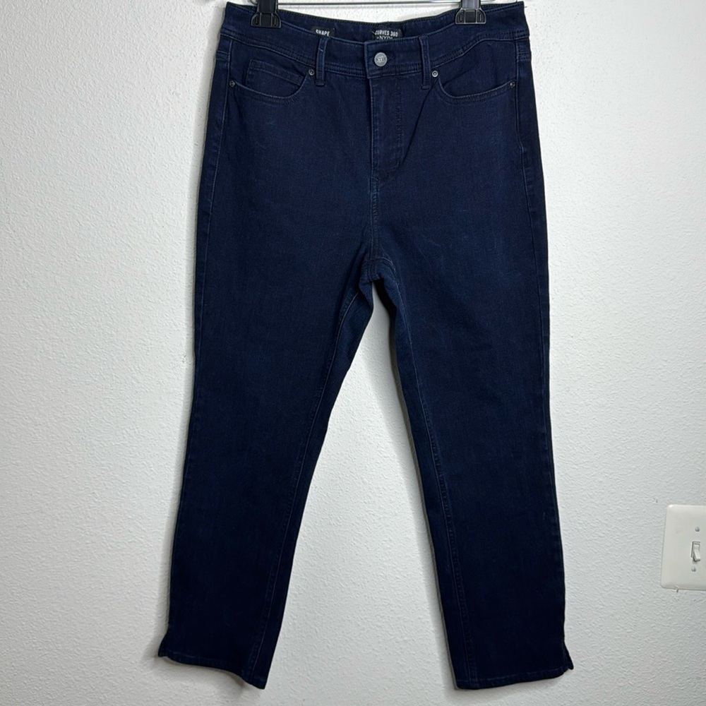 NYDJ Curves 360 Shape straight leg ankle jeans dark blue wash size 14 - Picture 2 of 6